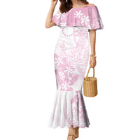 Candy Pink Kuki Airani Tapakau Family Matching Mermaid Dress and Hawaiian Shirt Tribal Anchor Mix Tiare LT7 Mom's Dress Candy Pink - Polynesian Pride