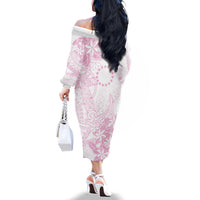 Candy Pink Kuki Airani Tapakau Family Matching Off The Shoulder Long Sleeve Dress and Hawaiian Shirt Tribal Anchor Mix Tiare LT7 - Polynesian Pride