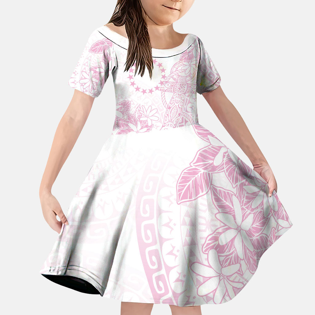 Candy Pink Kuki Airani Tapakau Family Matching Off Shoulder Maxi Dress and Hawaiian Shirt Tribal Anchor Mix Tiare LT7 Daughter's Dress Candy Pink - Polynesian Pride