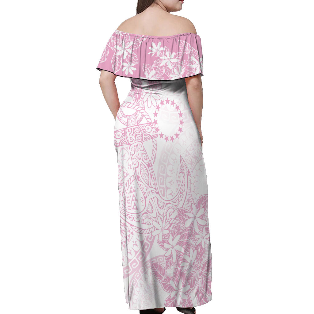 Candy Pink Kuki Airani Tapakau Off Shoulder Maxi Dress Tribal Anchor Mix Tiare