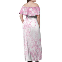 Candy Pink Kuki Airani Tapakau Off Shoulder Maxi Dress Tribal Anchor Mix Tiare