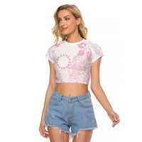 Candy Pink Kuki Airani Tapakau Raglan Cropped T Shirt Tribal Anchor Mix Tiare