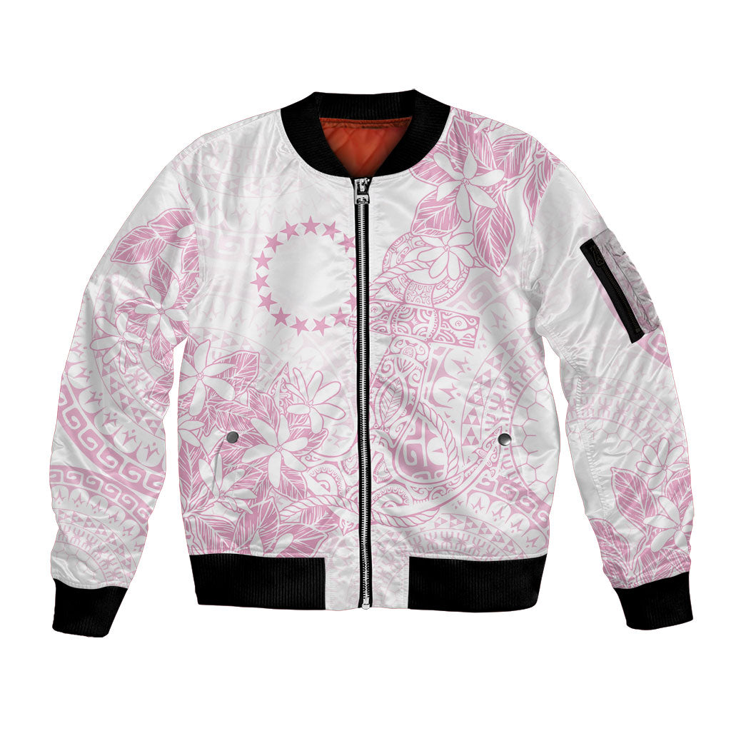Candy Pink Kuki Airani Tapakau Sleeve Zip Bomber Jacket Tribal Anchor Mix Tiare