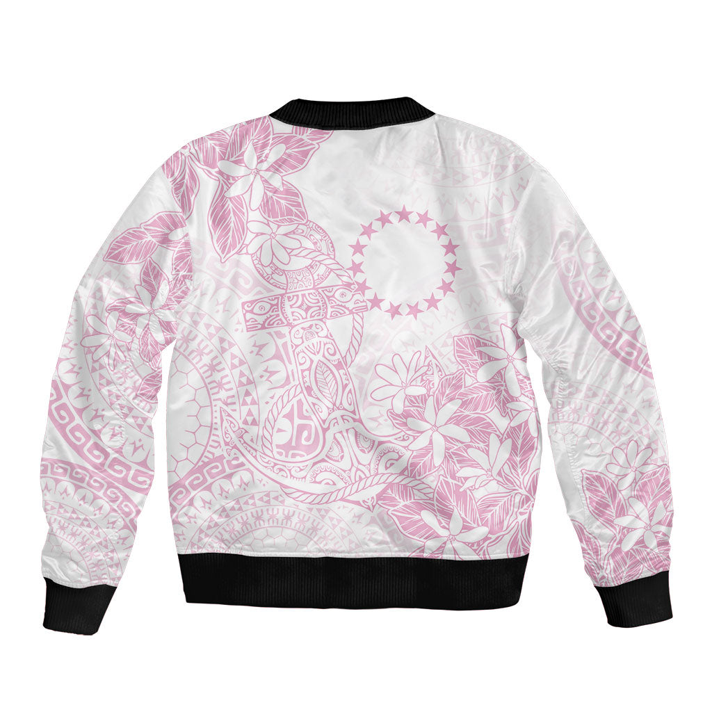 Candy Pink Kuki Airani Tapakau Sleeve Zip Bomber Jacket Tribal Anchor Mix Tiare