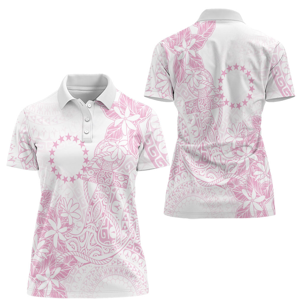 Candy Pink Kuki Airani Tapakau Women Polo Shirt Tribal Anchor Mix Tiare