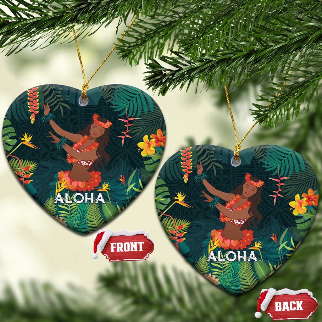 Hawaii Hula Girl Vintage Ceramic Ornament Tropical Forest