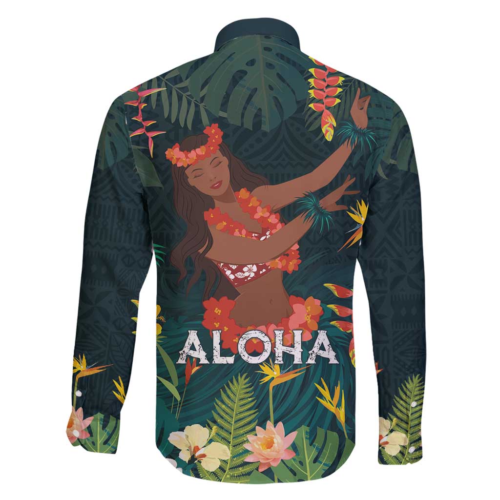 Hawaii Hula Girl Vintage Family Matching Mermaid Dress and Hawaiian Shirt Tropical Forest LT7 - Polynesian Pride