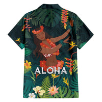 Hawaii Hula Girl Vintage Family Matching Off The Shoulder Long Sleeve Dress and Hawaiian Shirt Tropical Forest LT7 - Polynesian Pride