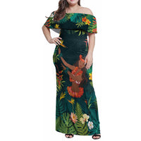 Hawaii Hula Girl Vintage Family Matching Off Shoulder Maxi Dress and Hawaiian Shirt Tropical Forest LT7 Mom's Dress Colorful - Polynesian Pride