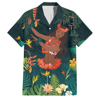 Hawaii Hula Girl Vintage Family Matching Short Sleeve Bodycon Dress and Hawaiian Shirt Tropical Forest LT7 Dad's Shirt - Short Sleeve Colorful - Polynesian Pride