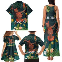 Hawaii Hula Girl Vintage Family Matching Tank Maxi Dress and Hawaiian Shirt Tropical Forest LT7 - Polynesian Pride