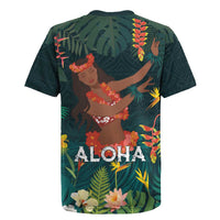 Hawaii Hula Girl Vintage Rugby Jersey Tropical Forest LT7 - Polynesian Pride