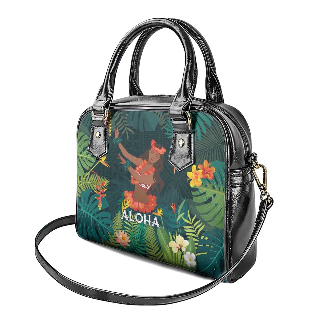 Hawaii Hula Girl Vintage Shoulder Handbag Tropical Forest