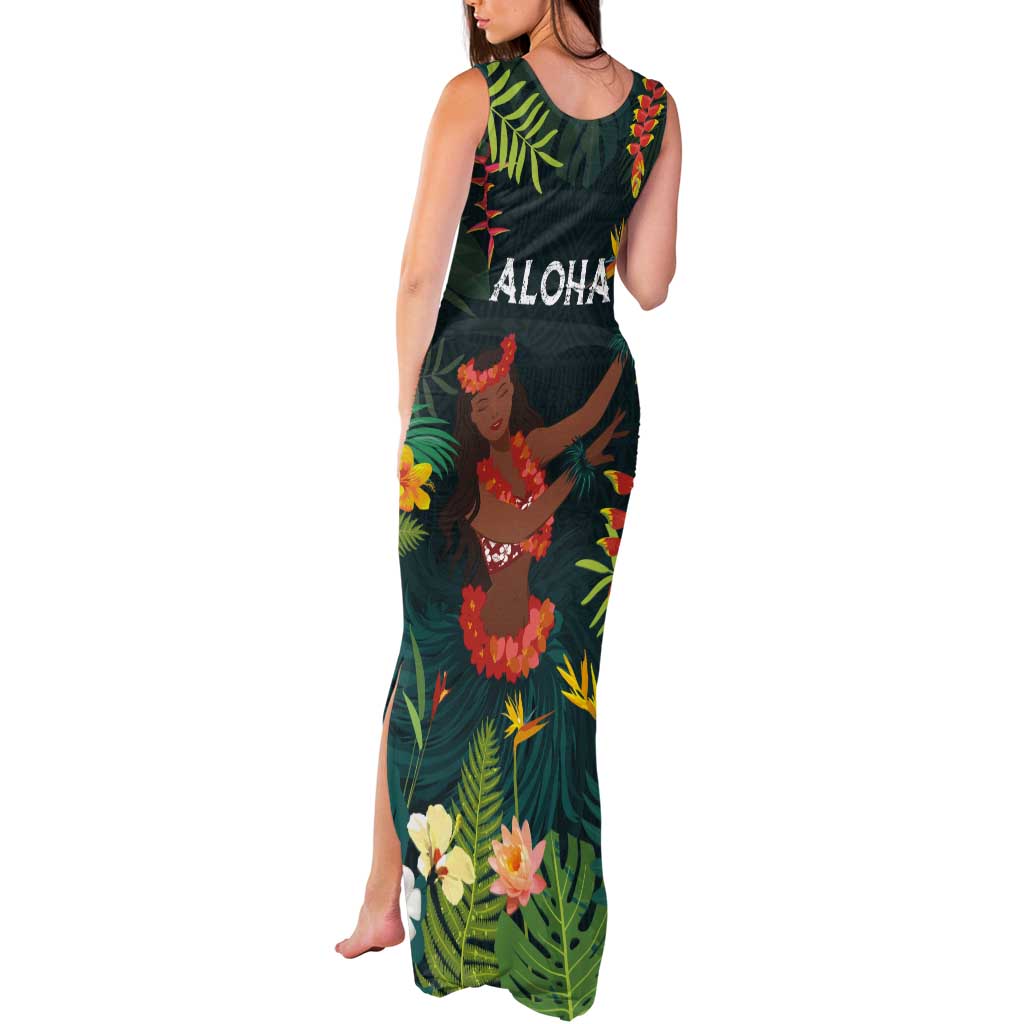 Hawaii Hula Girl Vintage Tank Maxi Dress Tropical Forest LT7 - Polynesian Pride
