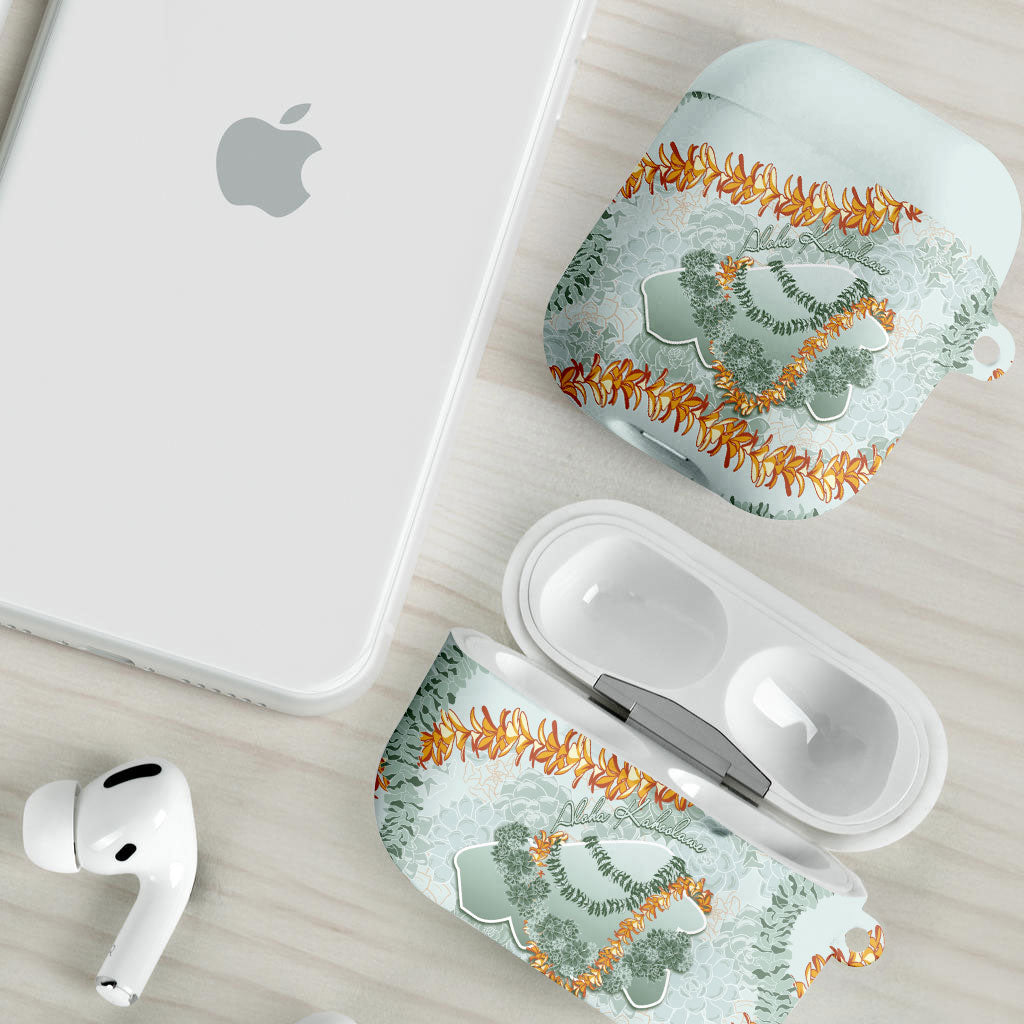 Hawaii Kaho'olawe Island Flowers Lei AirPods Case Silver Hinahina Kū Kahakai