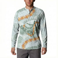Hawaii Kaho'olawe Island Flowers Lei Button Sweatshirt Silver Hinahina Kū Kahakai