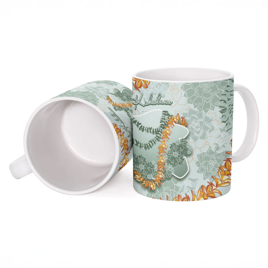 Hawaii Kaho'olawe Island Flowers Lei Ceramic Mug Silver Hinahina Kū Kahakai