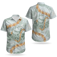 Hawaii Kaho'olawe Island Flowers Lei Couples Matching Summer Maxi Dress and Hawaiian Shirt Silver Hinahina Kū Kahakai