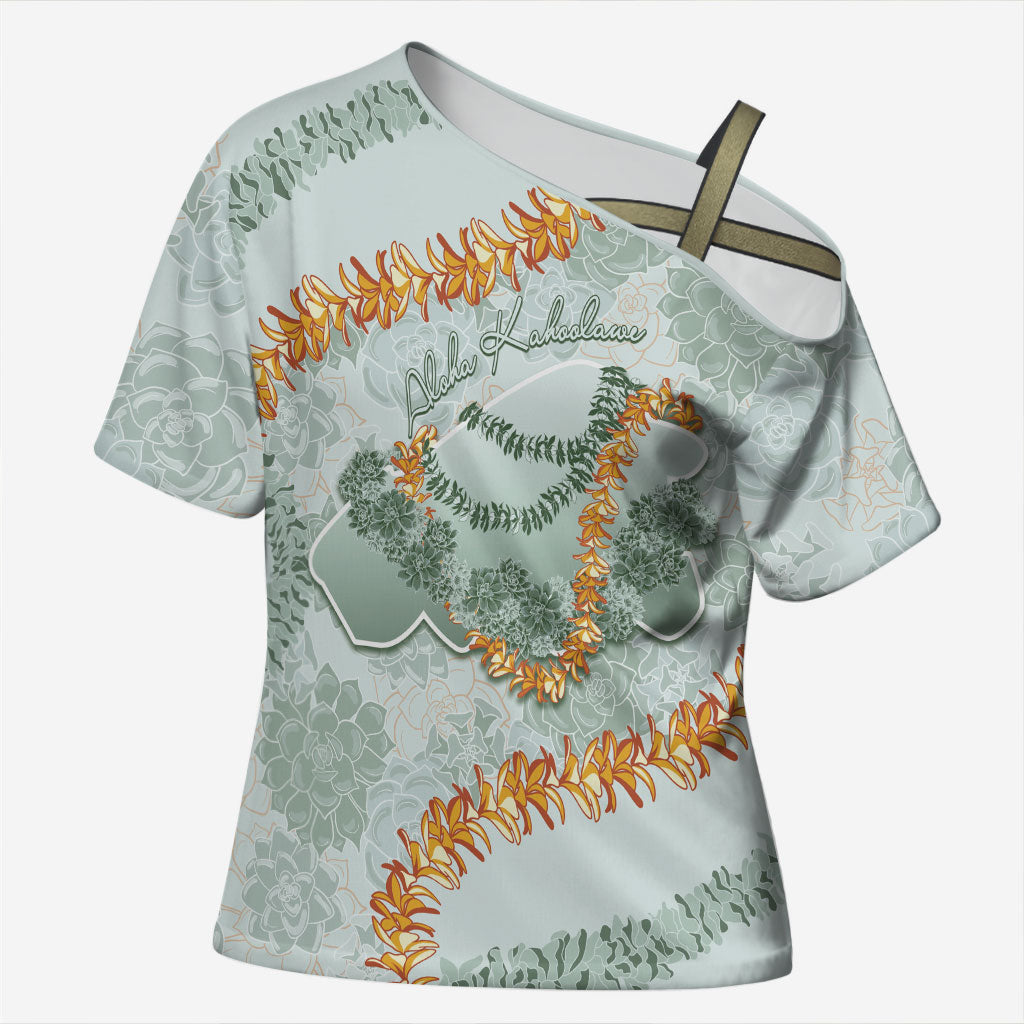 Hawaii Kaho'olawe Island Flowers Lei Cross Shoulder Shirt Silver Hinahina Kū Kahakai