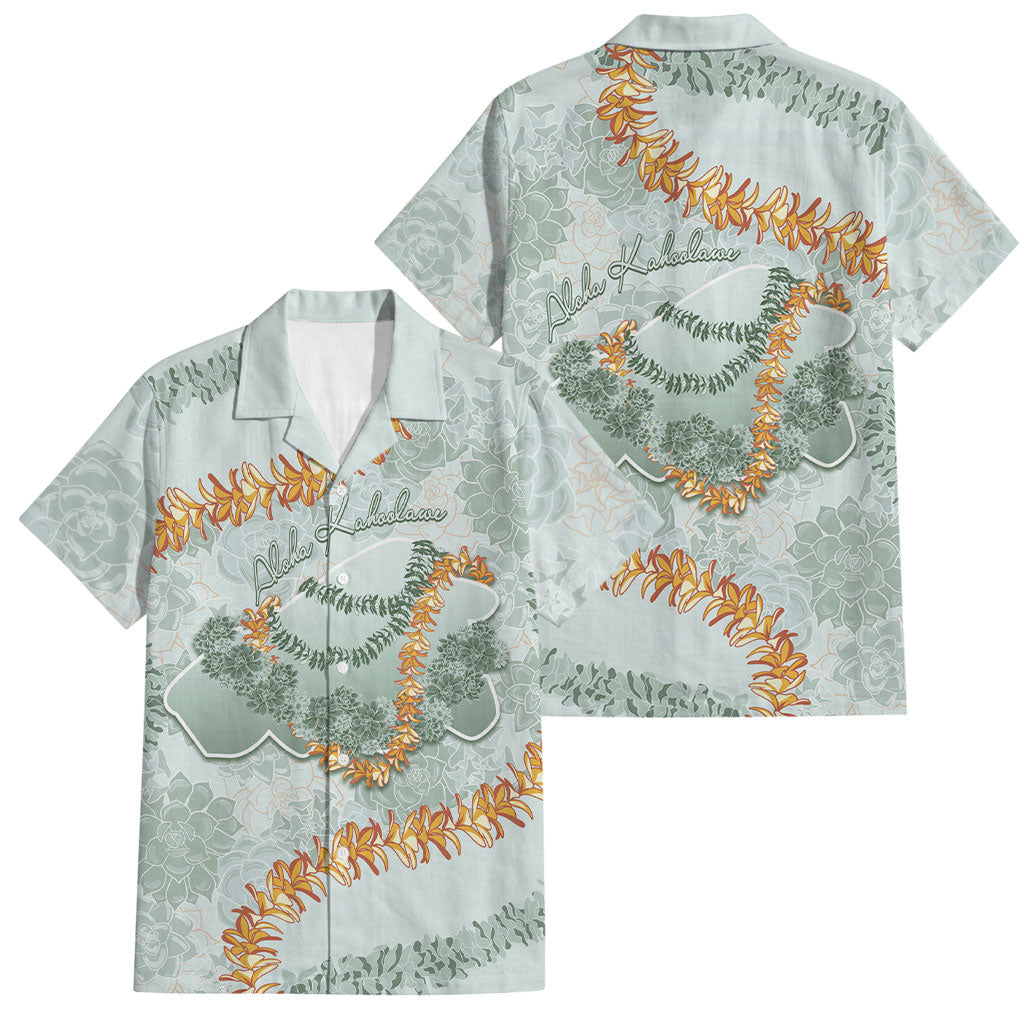 Hawaii Kaho'olawe Island Flowers Lei Family Matching Off Shoulder Maxi Dress and Hawaiian Shirt Silver Hinahina Kū Kahakai