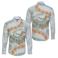 Hawaii Kaho'olawe Island Flowers Lei Family Matching Off Shoulder Short Dress and Hawaiian Shirt Silver Hinahina Kū Kahakai