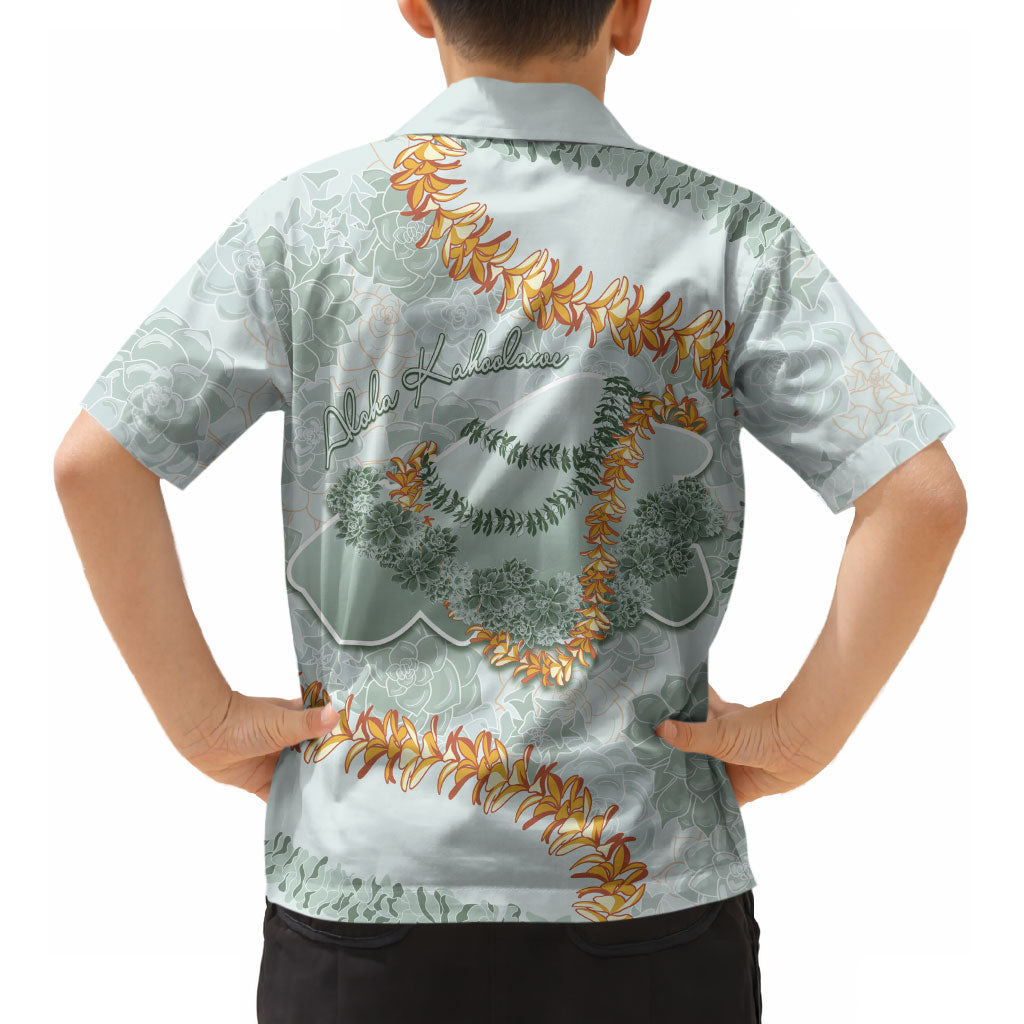 Hawaii Kaho'olawe Island Flowers Lei Kid Hawaiian Shirt Silver Hinahina Kū Kahakai
