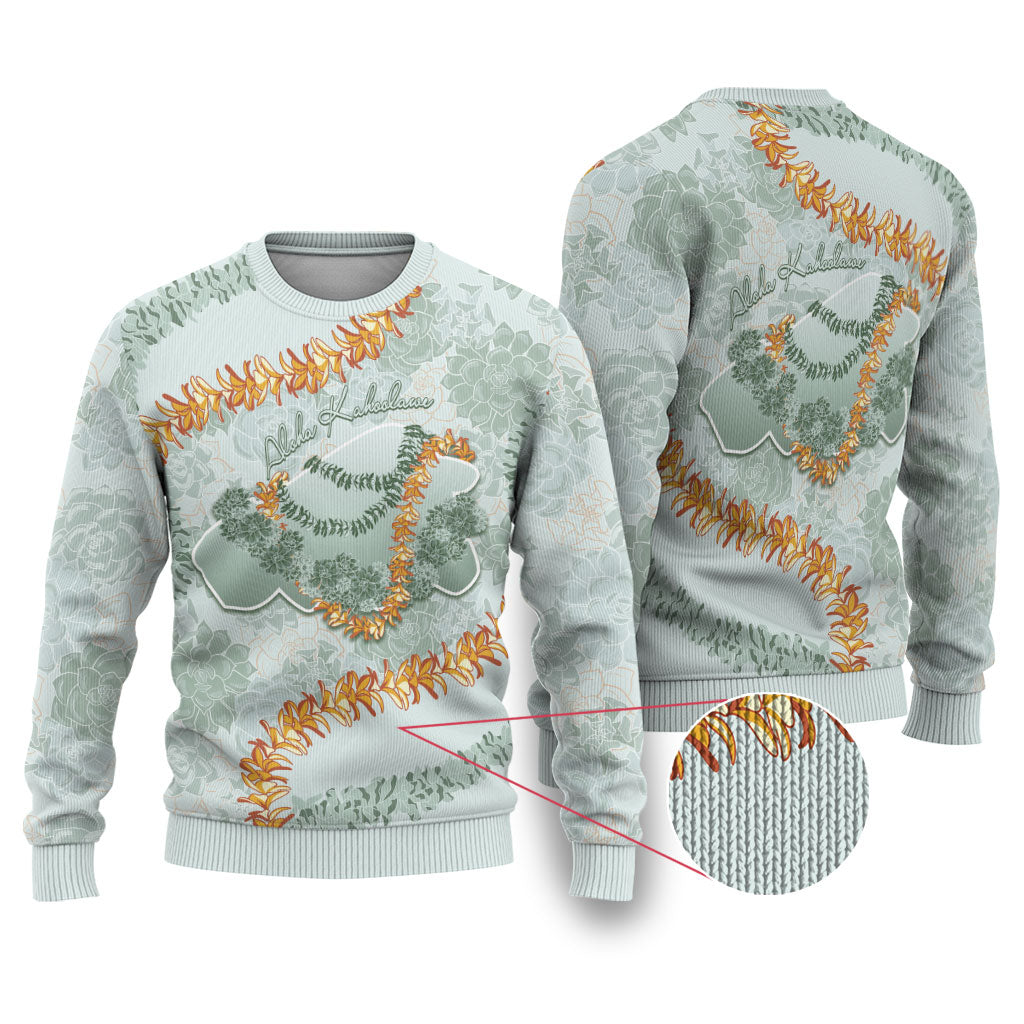 Hawaii Kaho'olawe Island Flowers Lei Ugly Christmas Sweater Silver Hinahina Kū Kahakai