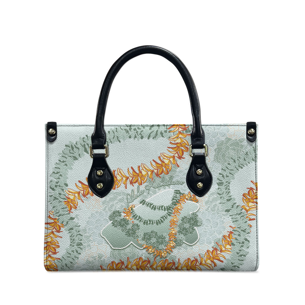 Hawaii Kaho'olawe Island Flowers Lei Leather Bag Silver Hinahina Kū Kahakai