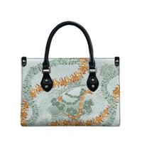 Hawaii Kaho'olawe Island Flowers Lei Leather Bag Silver Hinahina Kū Kahakai