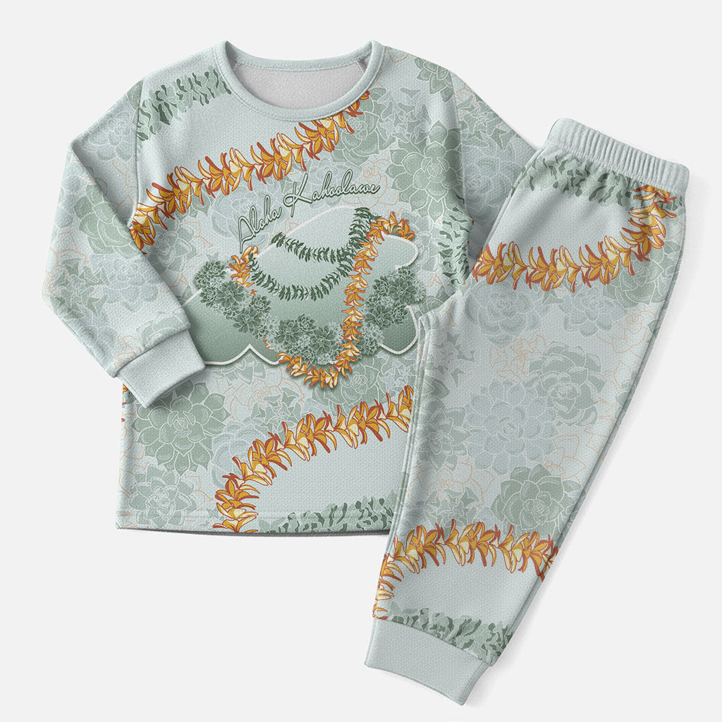 Hawaii Kaho'olawe Island Flowers Lei Christmas Pajama Set Silver Hinahina Kū Kahakai