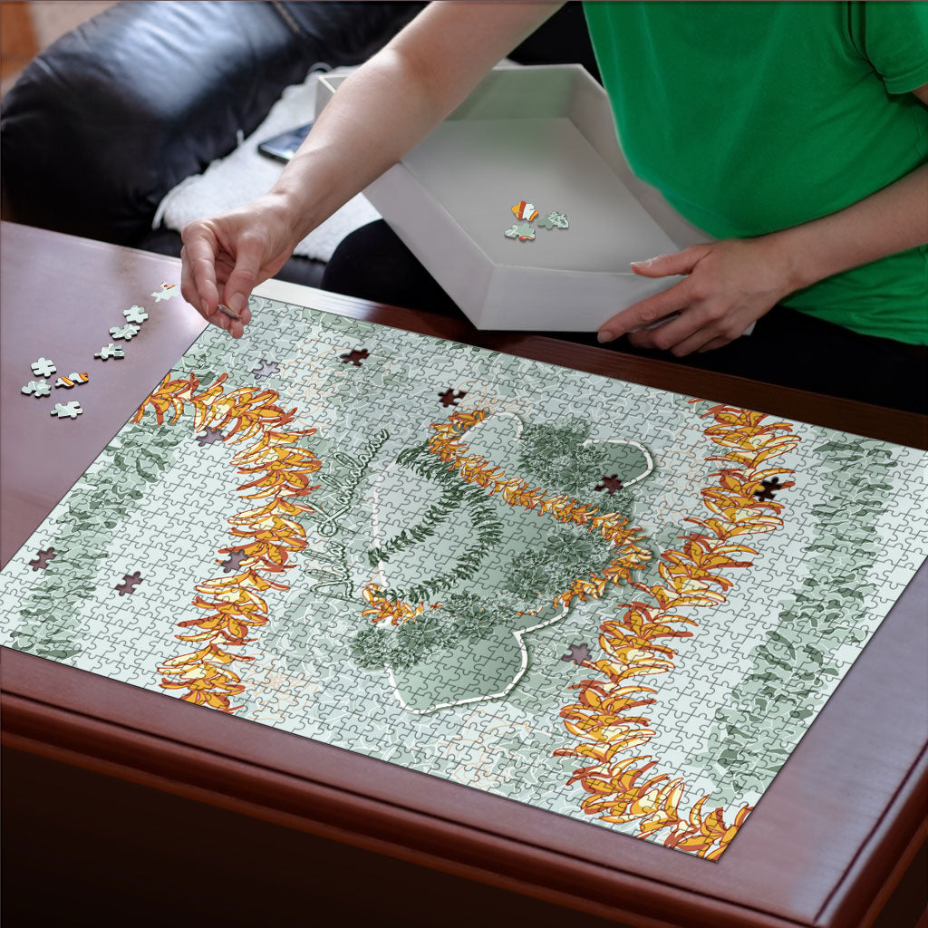 Hawaii Kaho'olawe Island Flowers Lei Puzzle Silver Hinahina Kū Kahakai