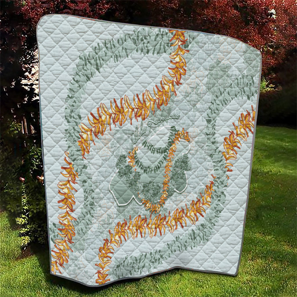 Hawaii Kaho'olawe Island Flowers Lei Quilt Silver Hinahina Kū Kahakai