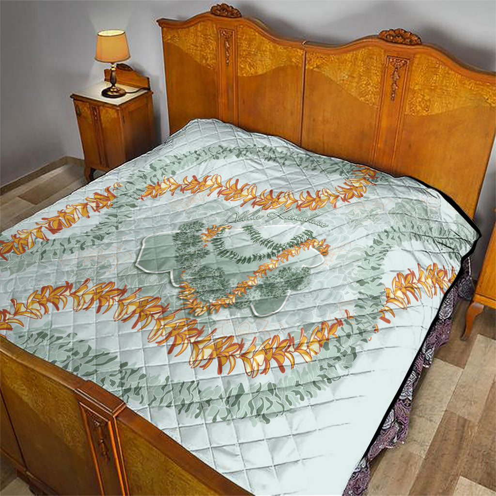 Hawaii Kaho'olawe Island Flowers Lei Quilt Silver Hinahina Kū Kahakai
