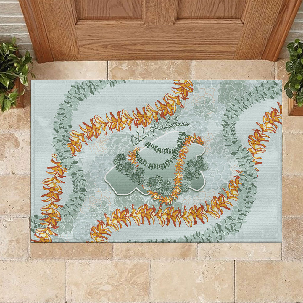 Hawaii Kaho'olawe Island Flowers Lei Rubber Doormat Silver Hinahina Kū Kahakai