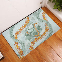Hawaii Kaho'olawe Island Flowers Lei Rubber Doormat Silver Hinahina Kū Kahakai