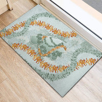 Hawaii Kaho'olawe Island Flowers Lei Rubber Doormat Silver Hinahina Kū Kahakai