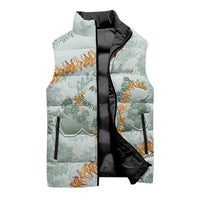 Hawaii Kaho'olawe Island Flowers Lei Sleeveless Puffer Jacket Silver Hinahina Kū Kahakai