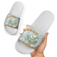 Hawaii Kaho'olawe Island Flowers Lei Slide Sandals Silver Hinahina Kū Kahakai