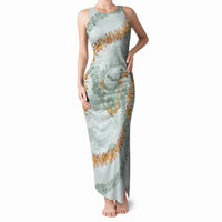 Hawaii Kaho'olawe Island Flowers Lei Tank Maxi Dress Silver Hinahina Kū Kahakai
