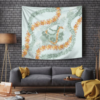 Hawaii Kaho'olawe Island Flowers Lei Tapestry Silver Hinahina Kū Kahakai