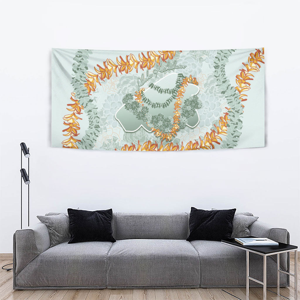 Hawaii Kaho'olawe Island Flowers Lei Tapestry Silver Hinahina Kū Kahakai