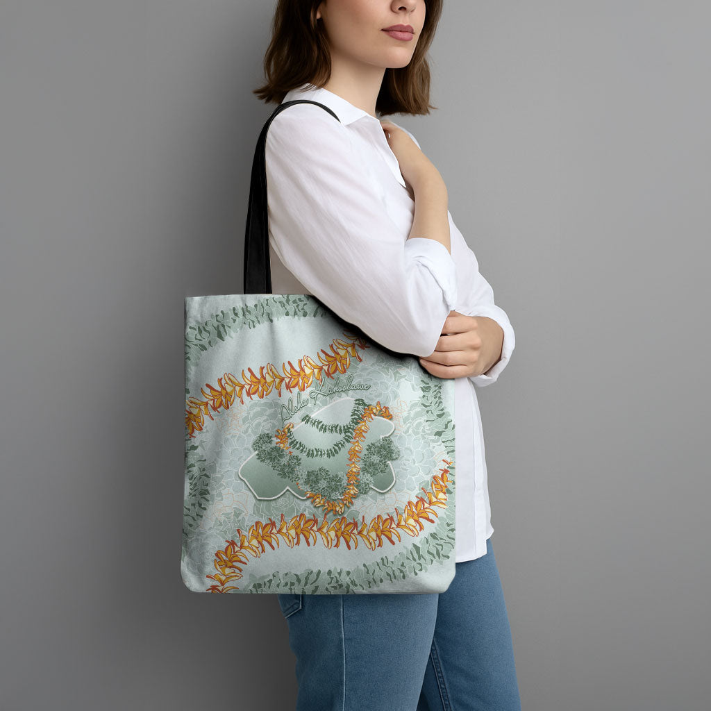 Hawaii Kaho'olawe Island Flowers Lei Tote Bag Silver Hinahina Kū Kahakai