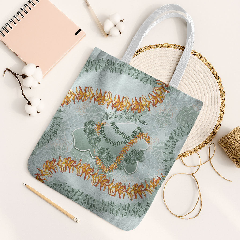 Hawaii Kaho'olawe Island Flowers Lei Tote Bag Silver Hinahina Kū Kahakai