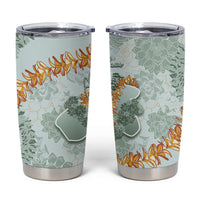 Hawaii Kaho'olawe Island Flowers Lei Tumbler Cup Silver Hinahina Kū Kahakai
