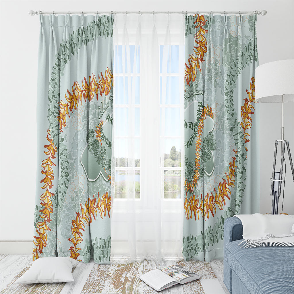 Hawaii Kaho'olawe Island Flowers Lei Window Curtain Silver Hinahina Kū Kahakai