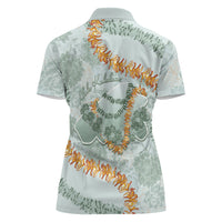 Hawaii Kaho'olawe Island Flowers Lei Women Polo Shirt Silver Hinahina Kū Kahakai