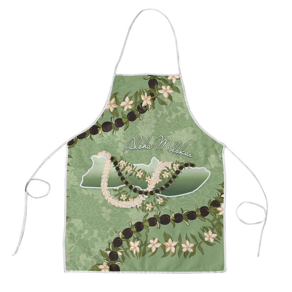 Hawaii Molokai Island Flowers Lei Apron Kukui Nut Mossy Green