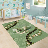 Hawaii Molokai Island Flowers Lei Area Rug Kukui Nut Mossy Green