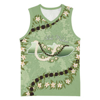 Hawaii Molokai Island Flowers Lei Basketball Jersey Kukui Nut Mossy Green