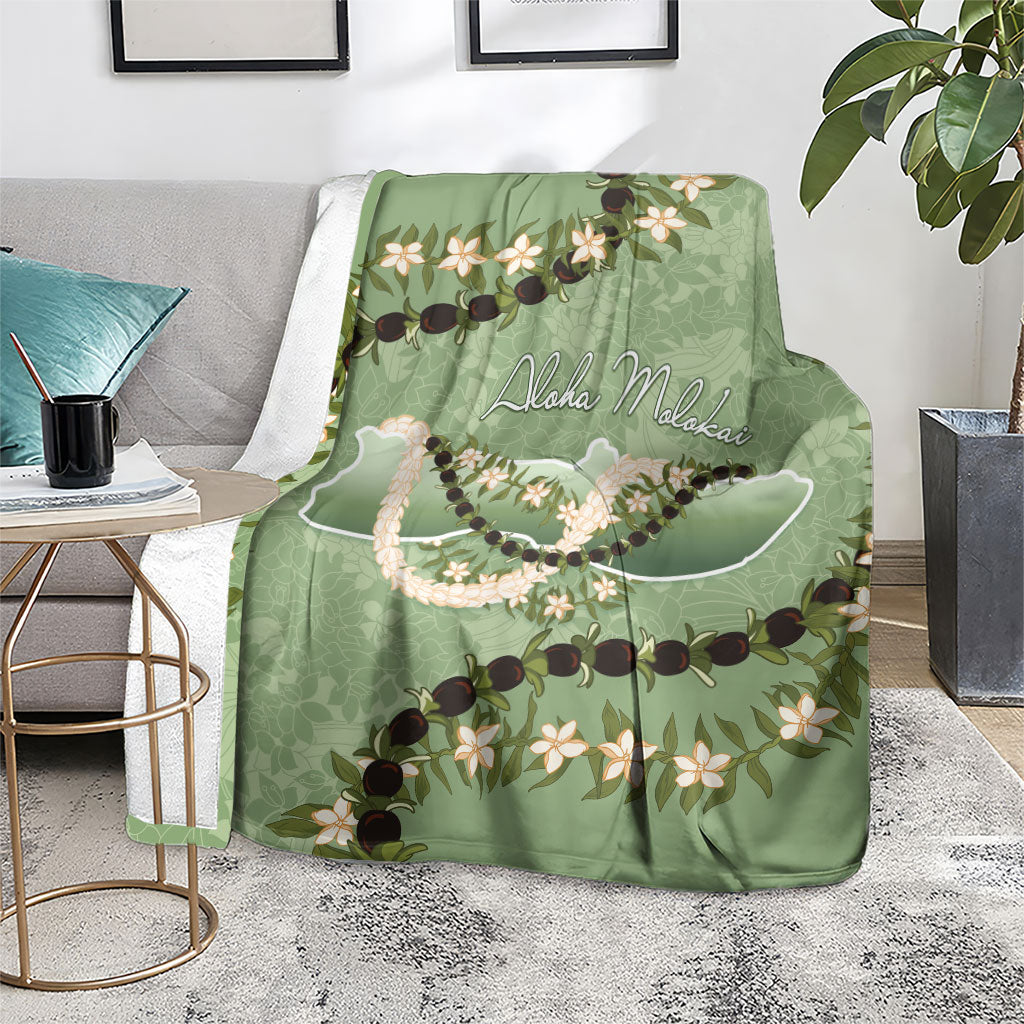 Hawaii Molokai Island Flowers Lei Blanket Kukui Nut Mossy Green